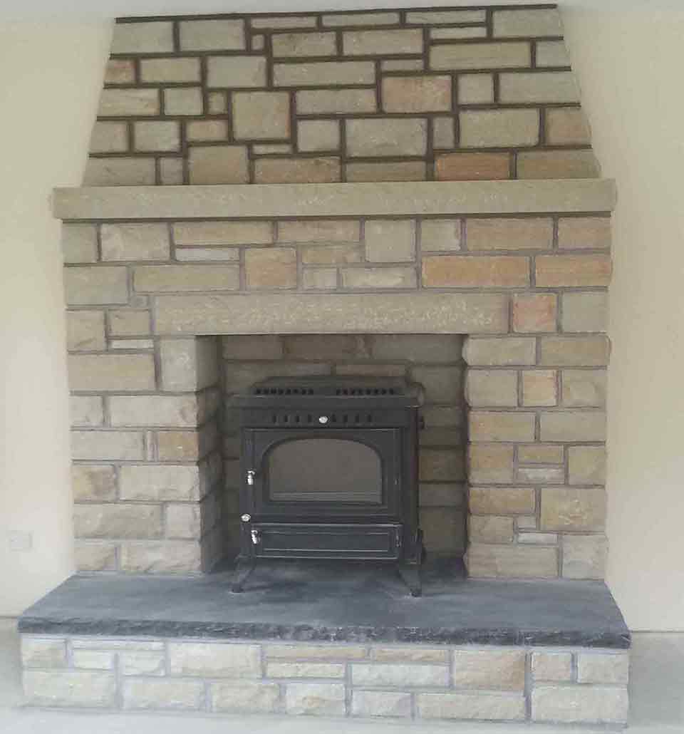 sandstone fireplace